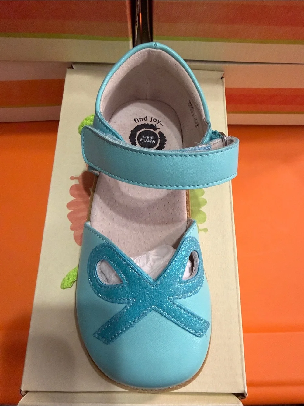 Livie & Luca Turquoise Leather Mary Jane with Bow Accent